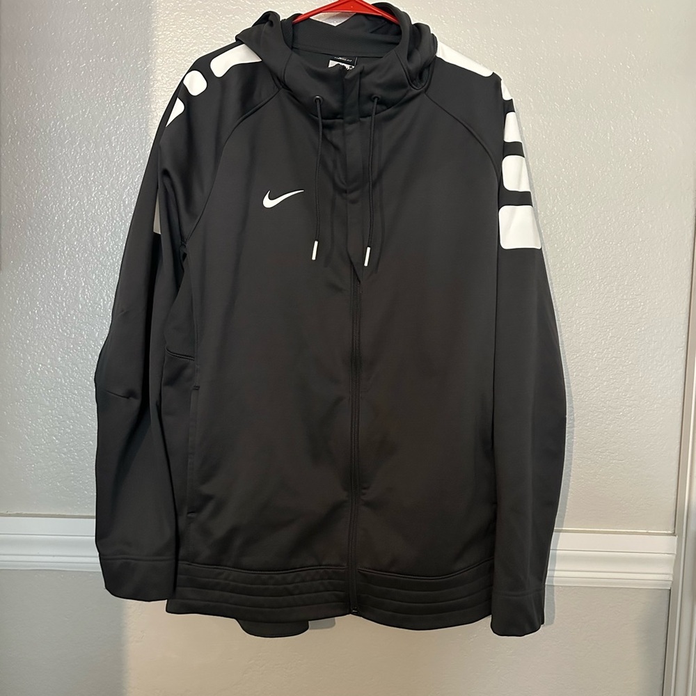 Men’s Nike Black Performance Full-Zip Hooded Jacket with White Accents